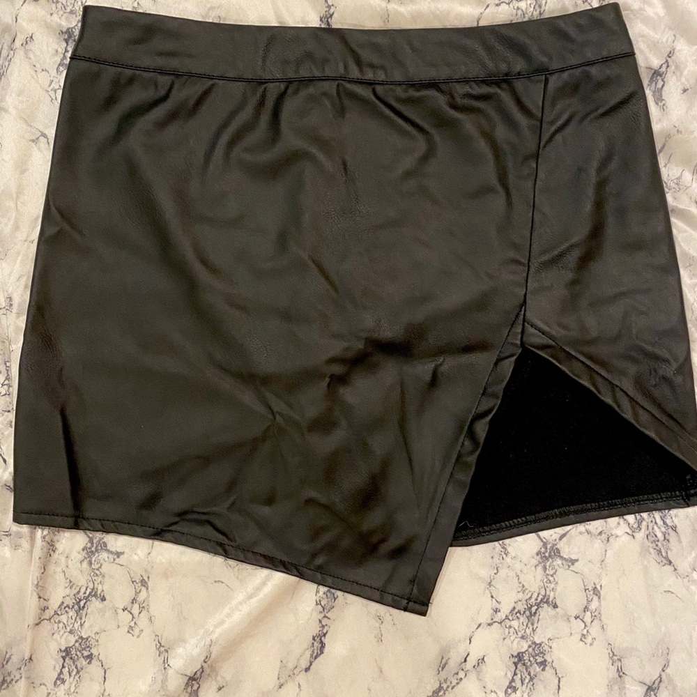 Asymmetrical Faux Leather Skirt